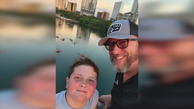 Shane and Conor together above the water in Austin, Texas — the opening image of the film